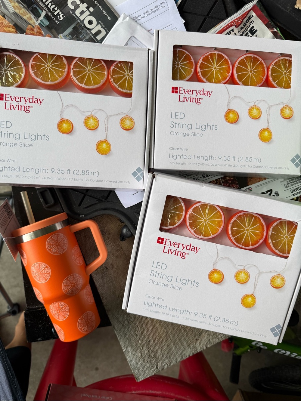 3 boxes of Orange Slice LED String Lights - and Orange tumbler!